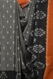 Gray Pochampalli Cotton Ikat Saree - SRGPCIS702