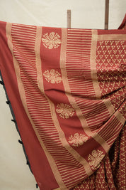 Brick-Red HBP Cotton Saree - SRBRCS3040