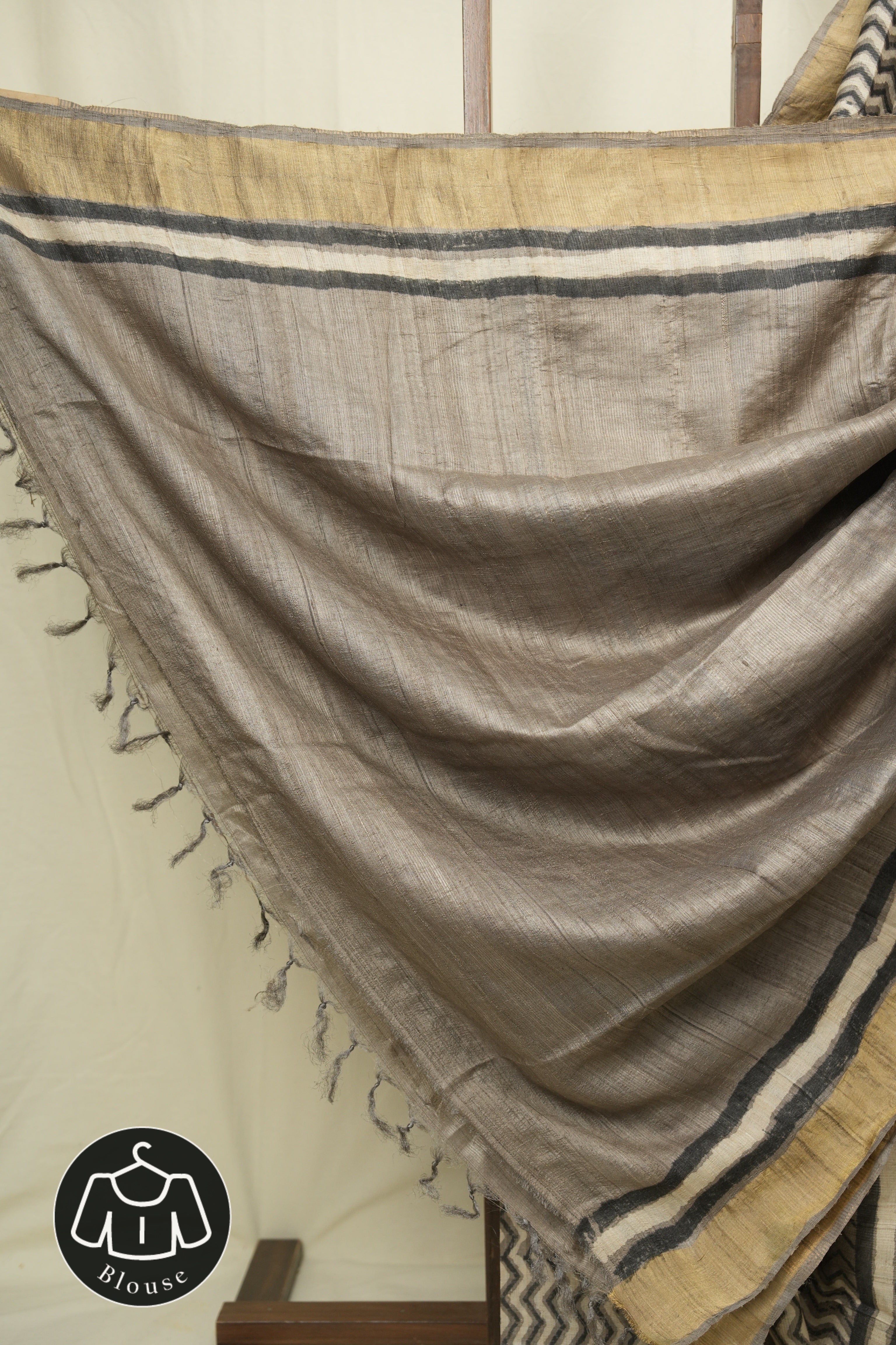 Grey Beige  HBP Tussar Silk Saree - SRGBHTSS757