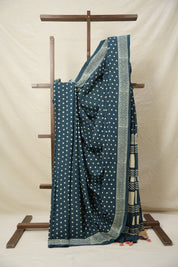 Teal Blue HBP Cotton Saree - SRTBCS3041