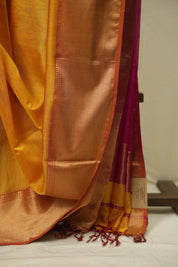 Yellow Maheshwari Saree - SRYMS1171