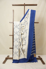 Off White Pochampalli Cotton Ikat Saree - SROWPCIS703