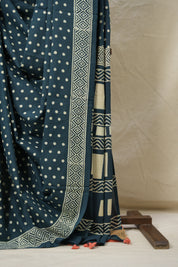 Teal Blue HBP Cotton Saree - SRTBCS3041