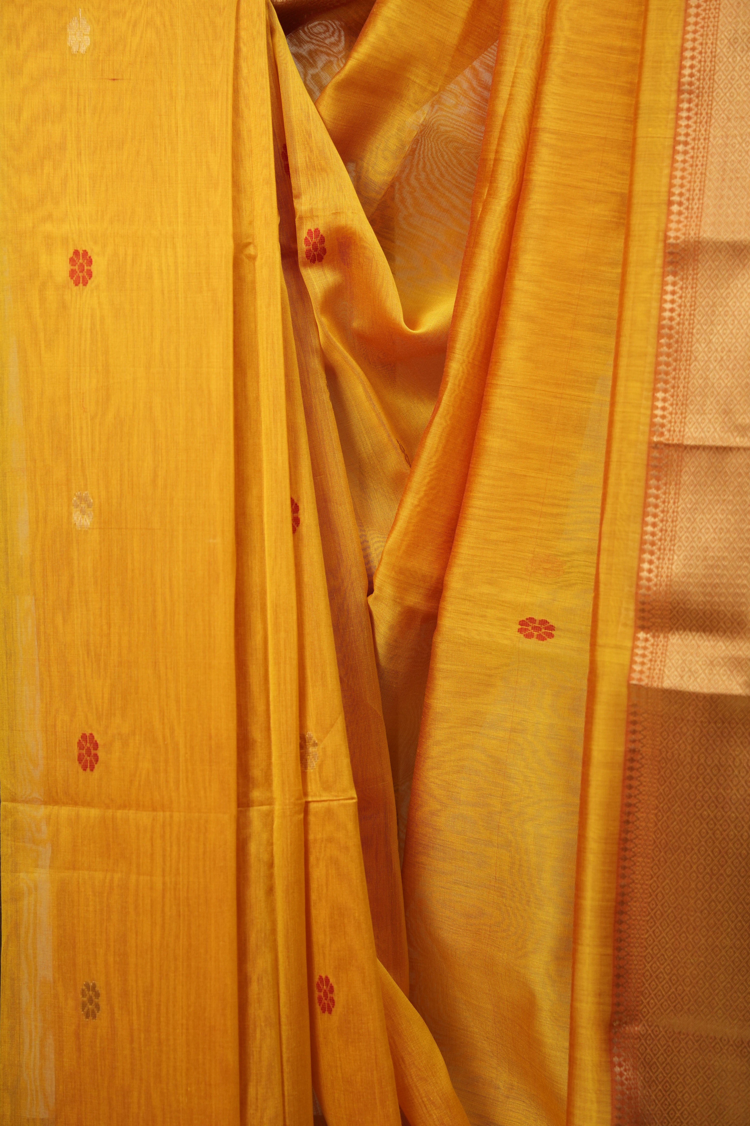 Yellow Maheshwari Saree - SRYMS1171