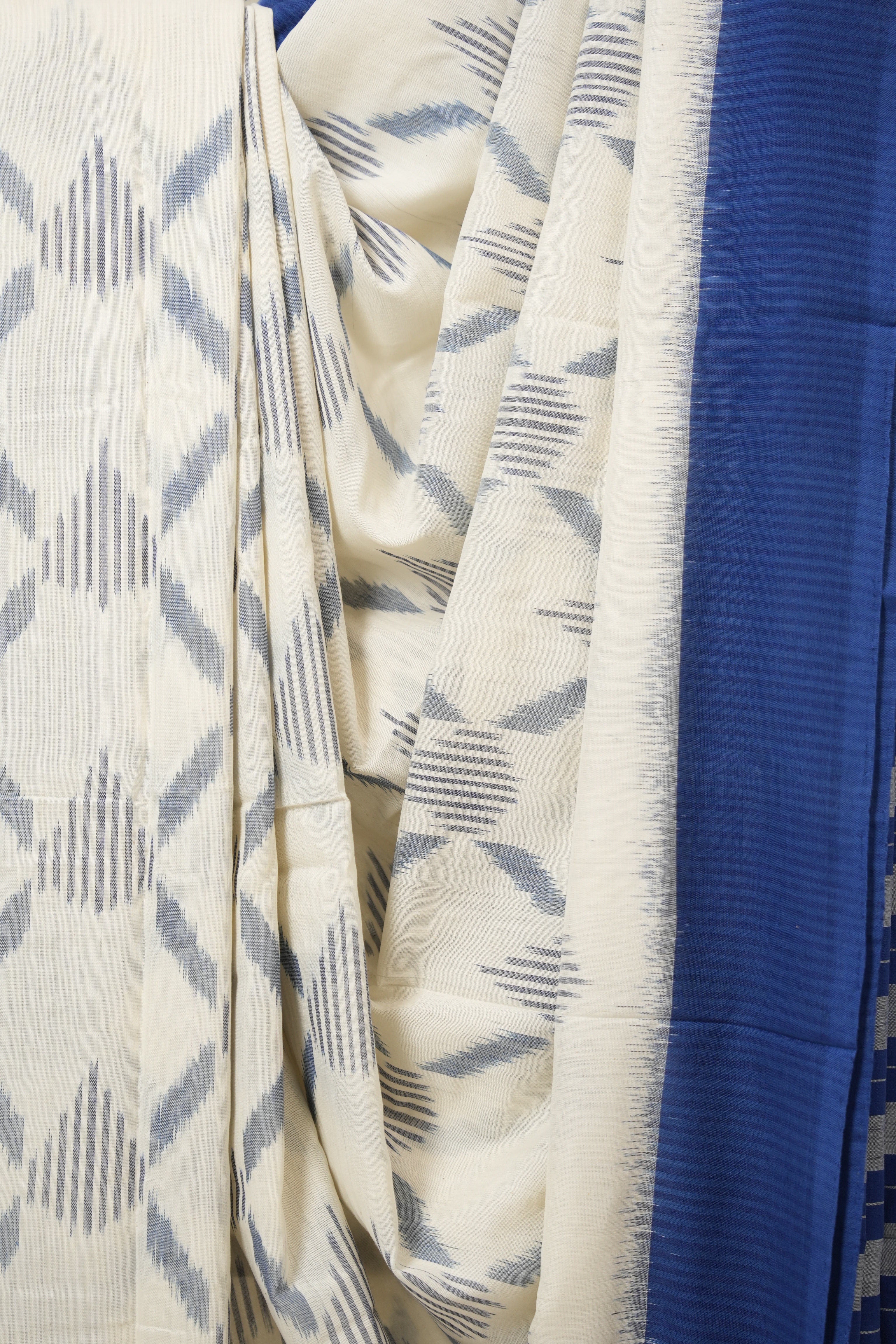 Off White Pochampalli Cotton Ikat Saree - SROWPCIS703