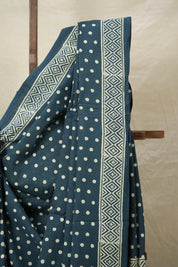 Teal Blue HBP Cotton Saree - SRTBCS3041