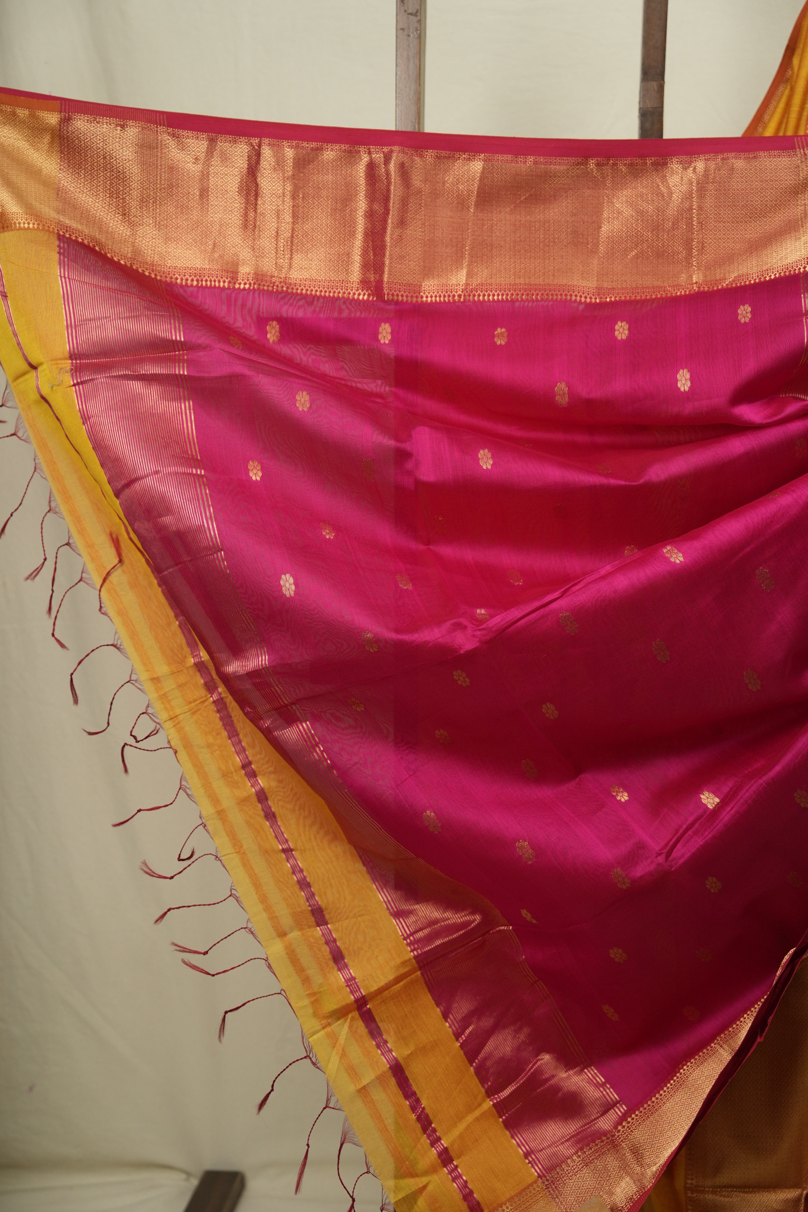 Yellow Maheshwari Saree - SRYMS1171