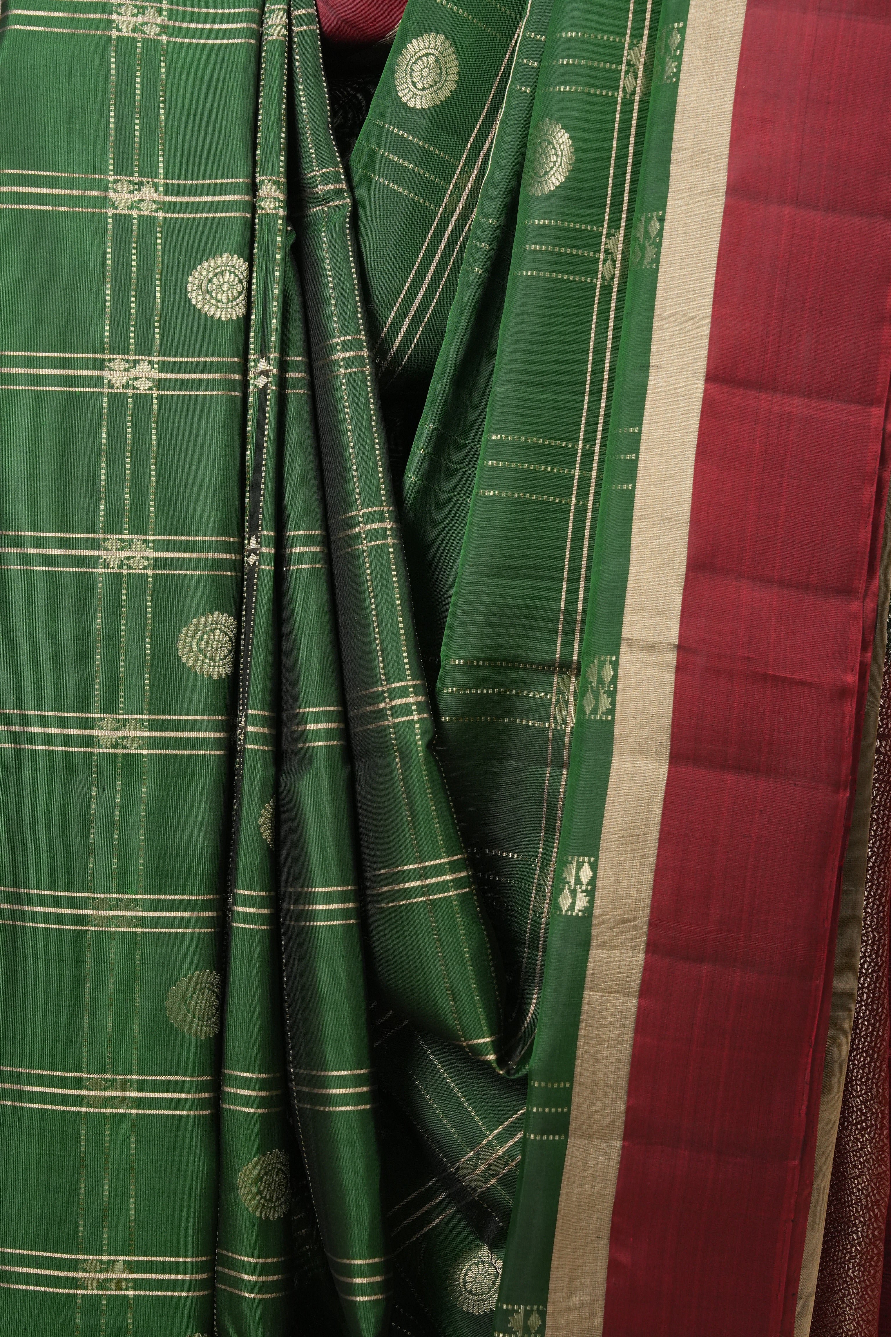 Bottle Green Soft Silk Saree - SRBGSSS401