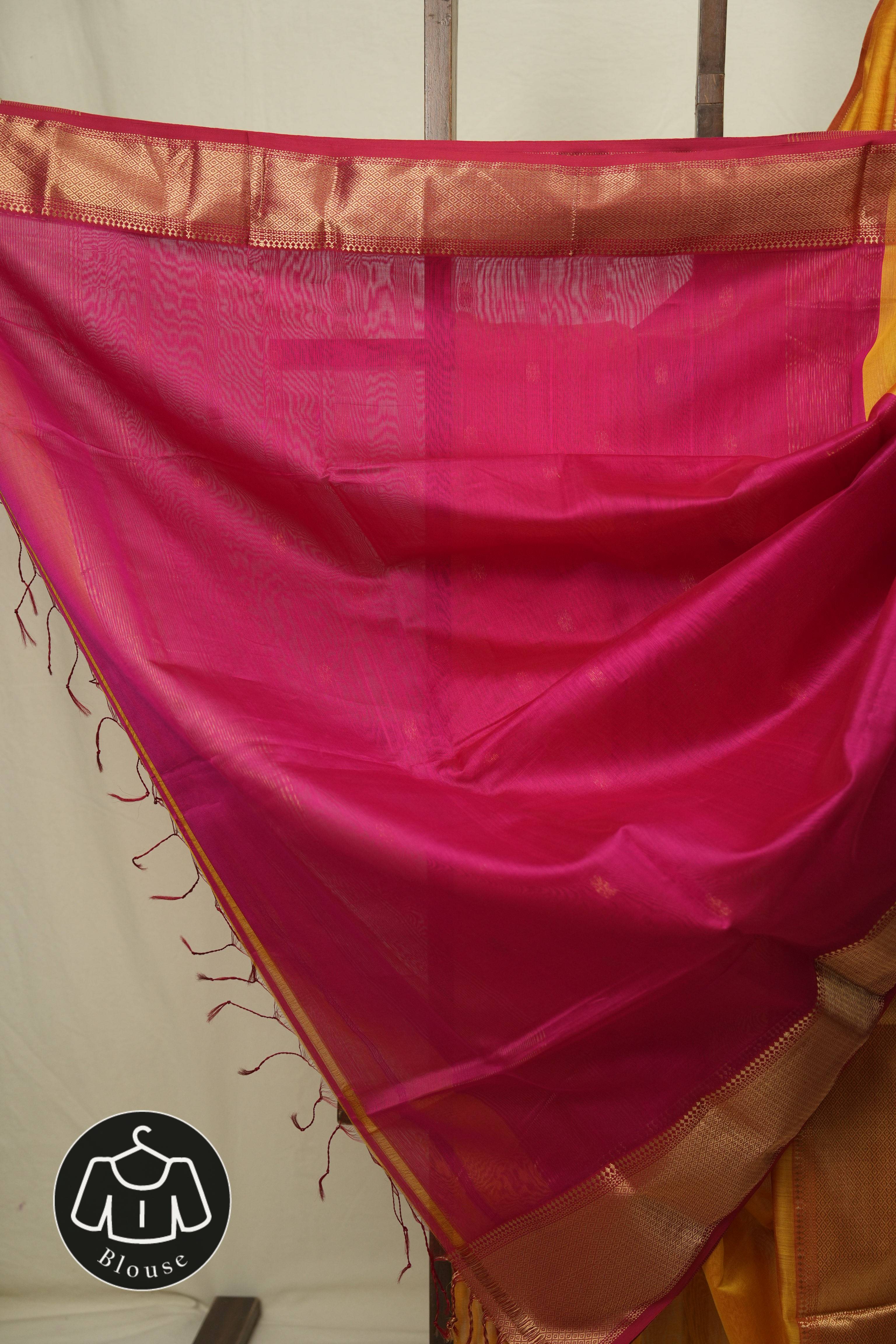 Yellow Maheshwari Saree - SRYMS1171