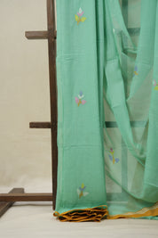 Aqua Green Bengal Mul Cotton Saree - SRAGBMCS055