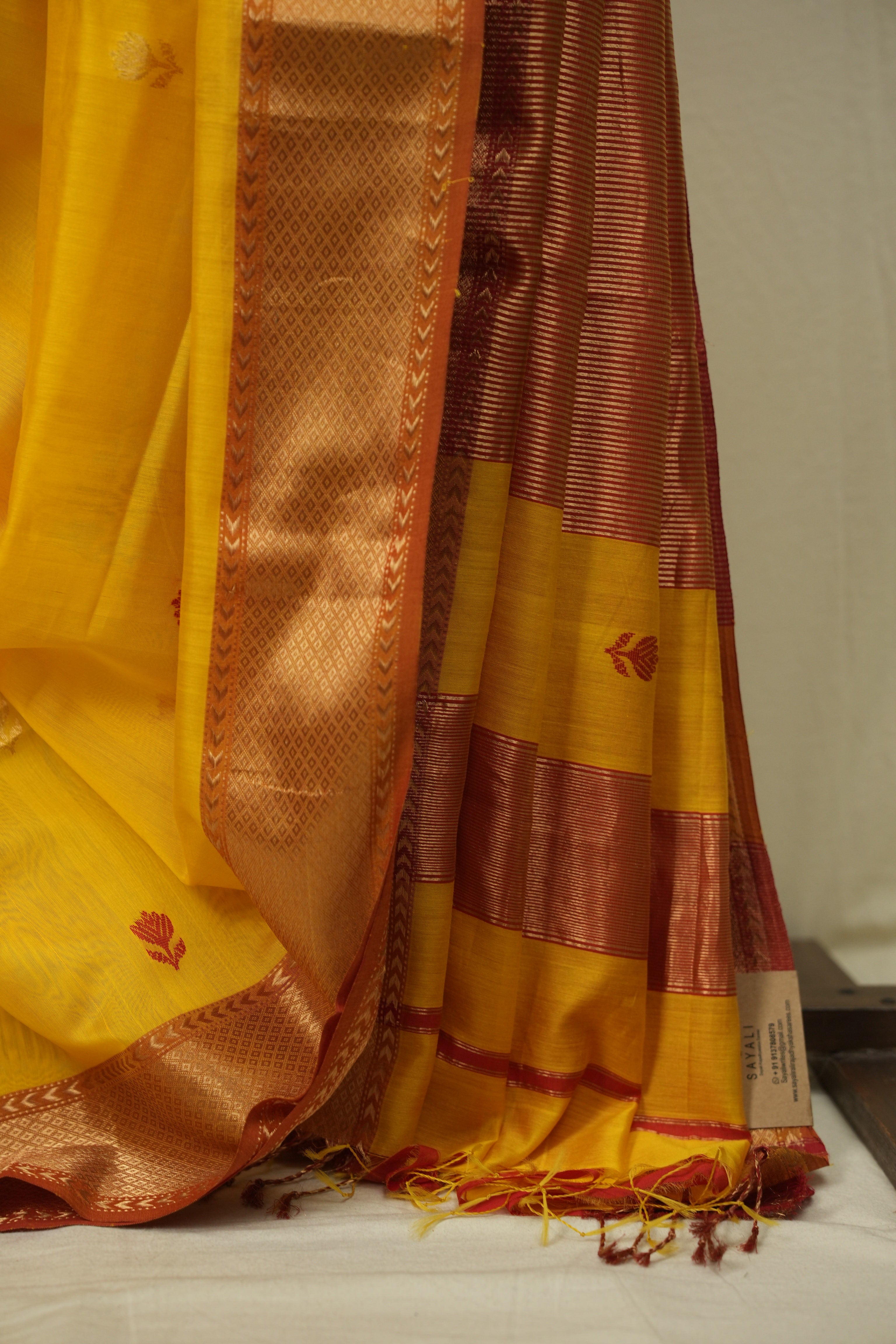 Yellow Maheshwari Saree - SRYMS1229