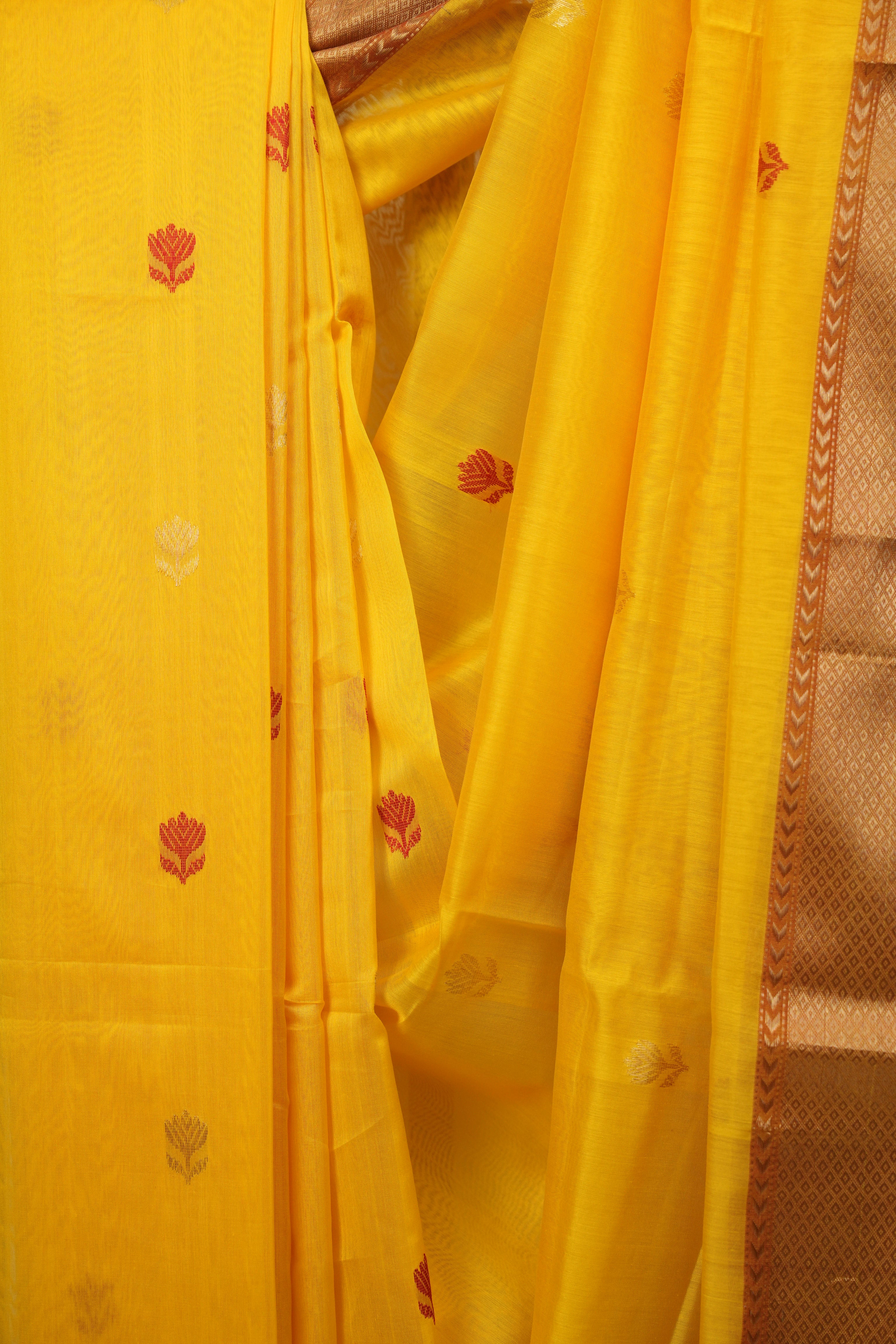 Yellow Maheshwari Saree - SRYMS1229