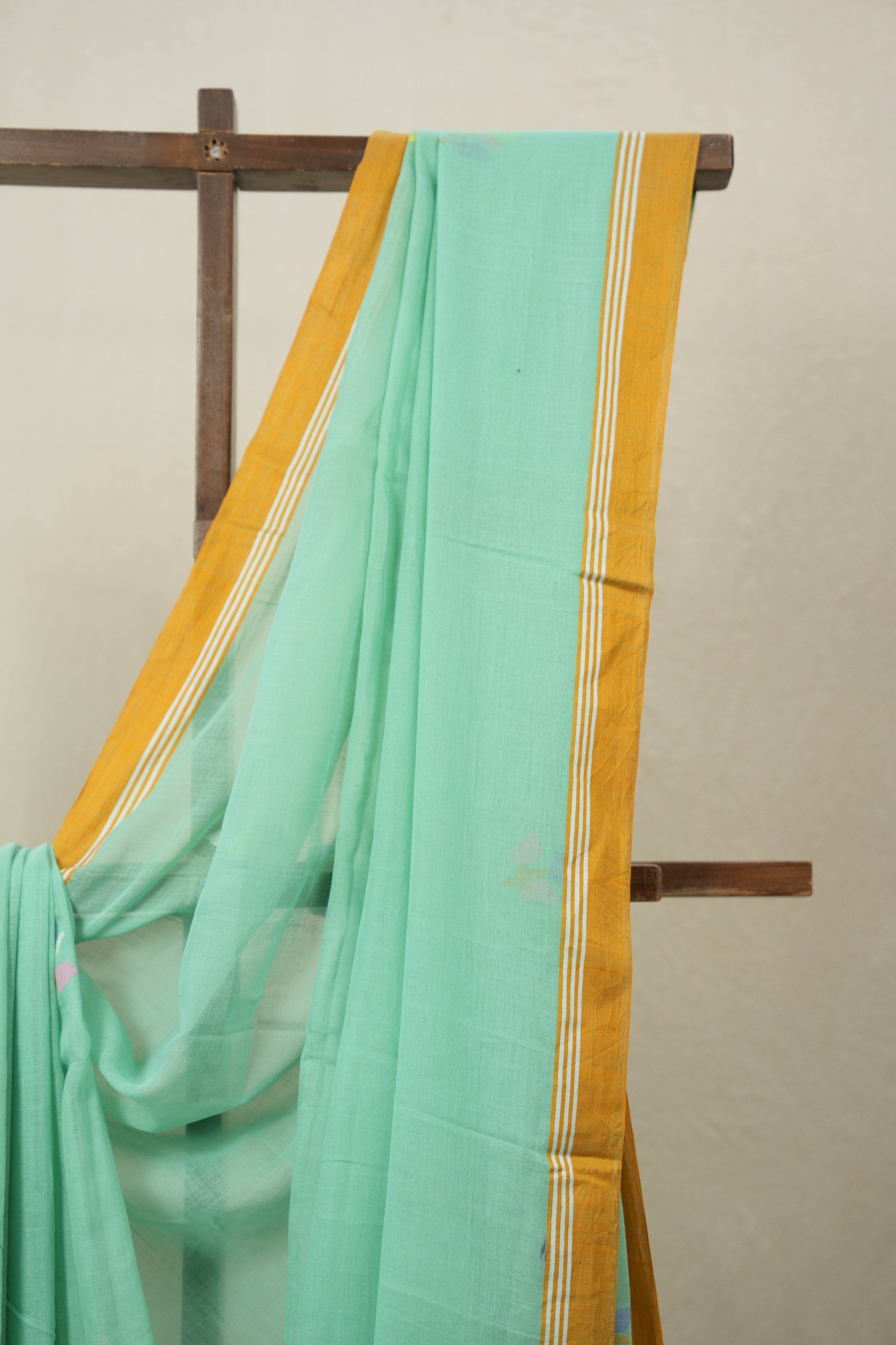 Aqua Green Bengal Mul Cotton Saree - SRAGBMCS055
