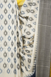 White  Pochampalli Cotton Ikat Saree - SRWPPCIS707