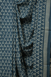 Teal Blue HBP Cotton Saree - SRTBCS3042