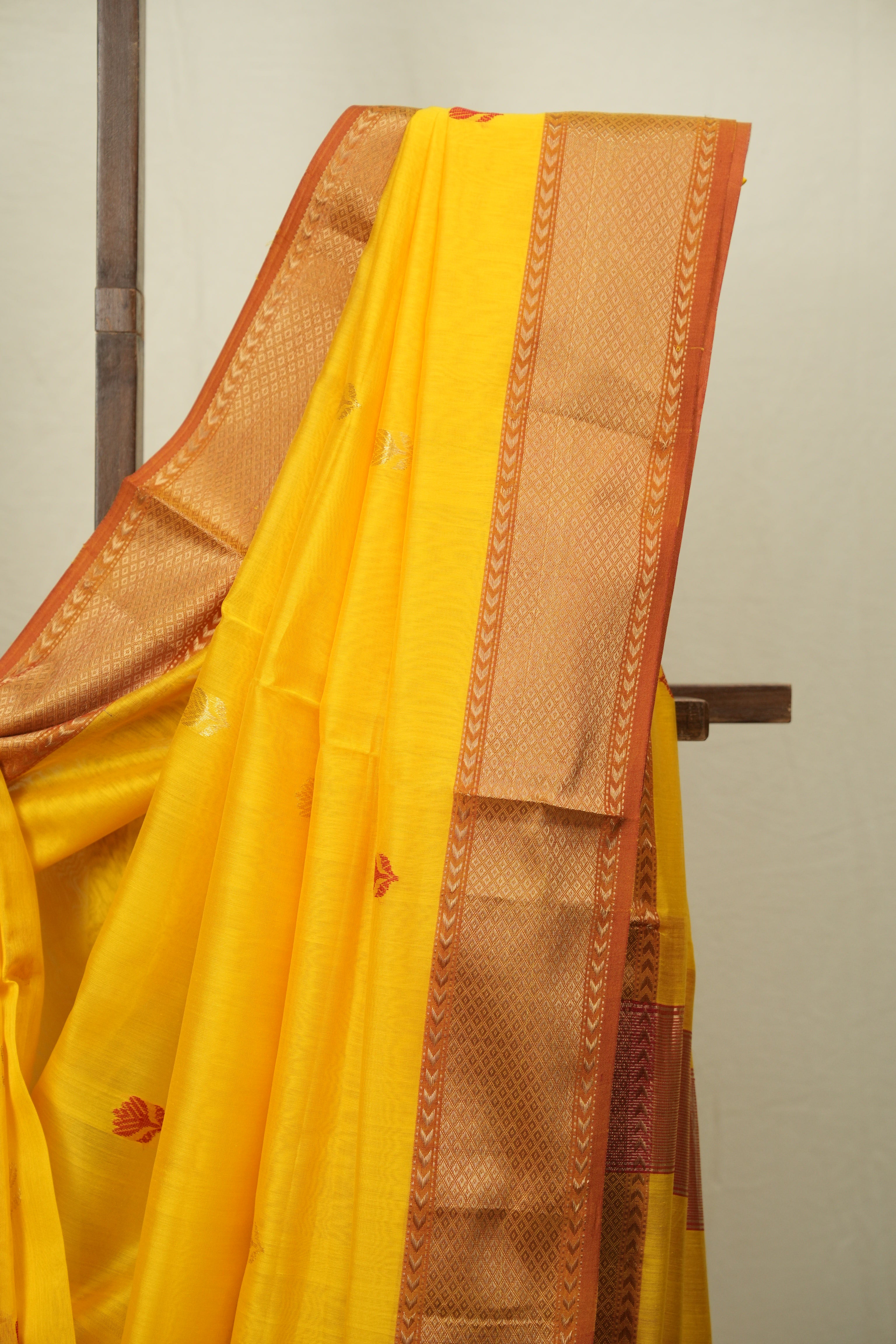 Yellow Maheshwari Saree - SRYMS1229