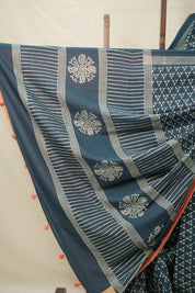 Teal Blue HBP Cotton Saree - SRTBCS3042