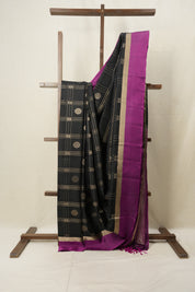 Black Soft Silk Saree - SRBSSS399