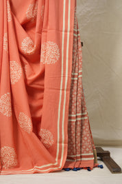 Peach-Pink HBP Cotton Saree - SRPPCS3035