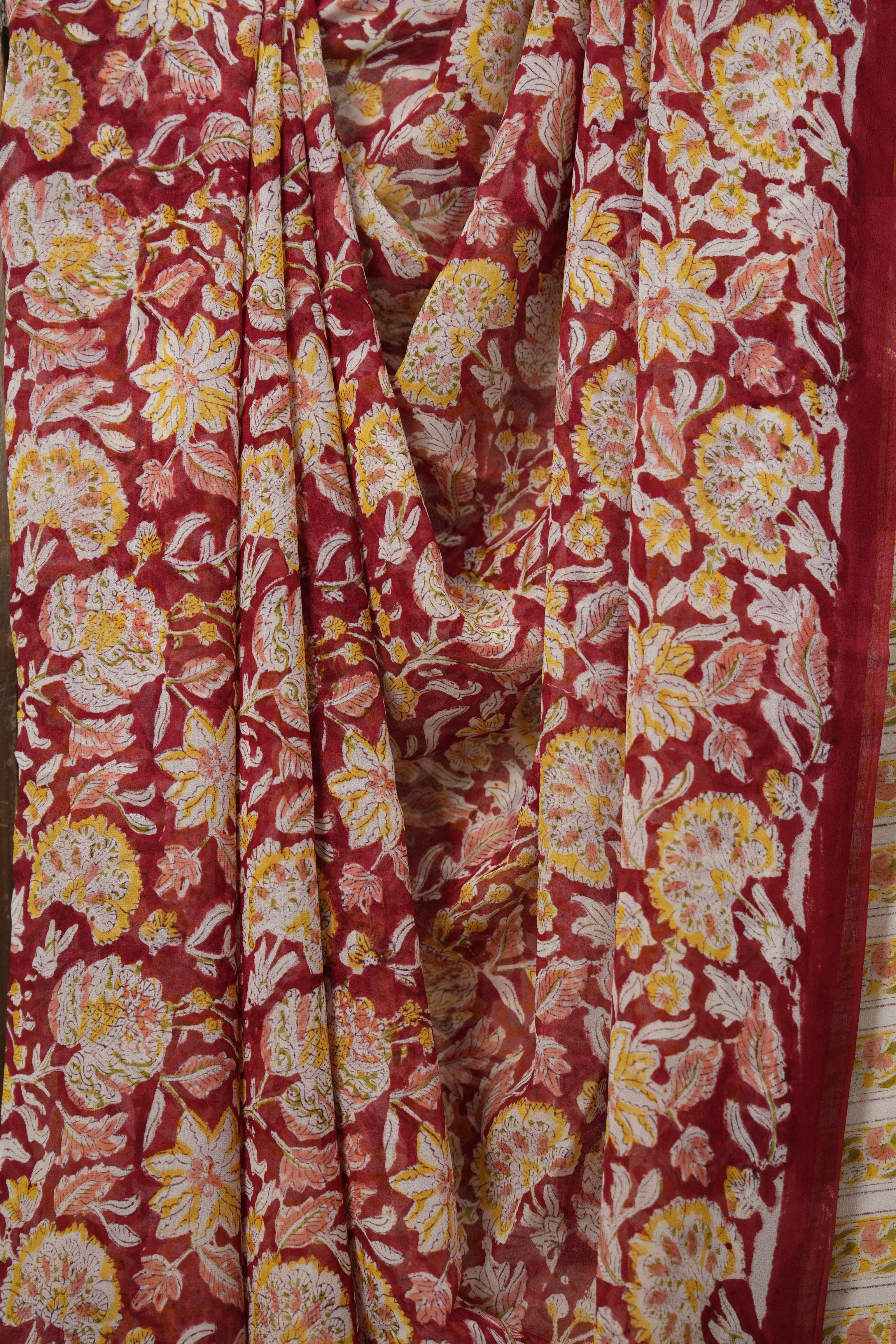Maroon HBP Georgette Saree - SRMHGS08