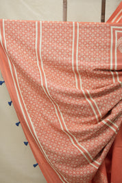 Peach-Pink HBP Cotton Saree - SRPPCS3035