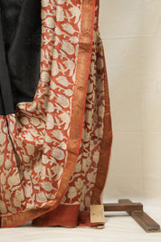 Black Maroon HBP Cotton Silk Saree With Maheshwari Border - SRBMCSS1268