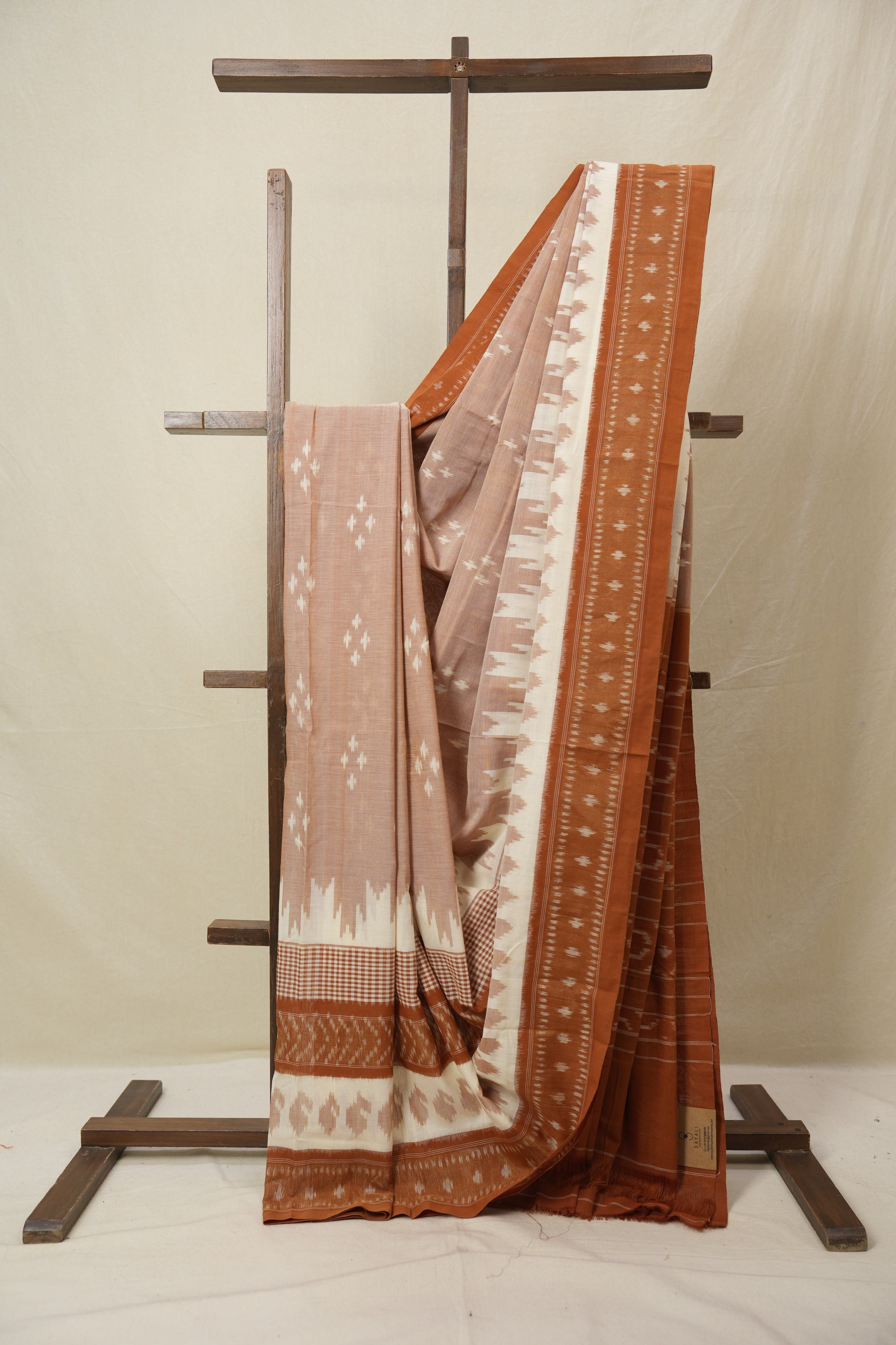 Light Brown Pochampalli Cotton Ikat Saree - SRLBPCIS720