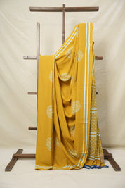 Mustard Yellow HBP Cotton Saree - SRMYCS3036