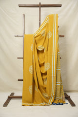 Mustard Yellow HBP Cotton Saree - SRMYCS3036