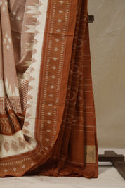 Light Brown Pochampalli Cotton Ikat Saree - SRLBPCIS720