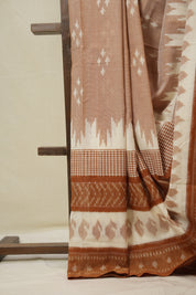 Light Brown Pochampalli Cotton Ikat Saree - SRLBPCIS720
