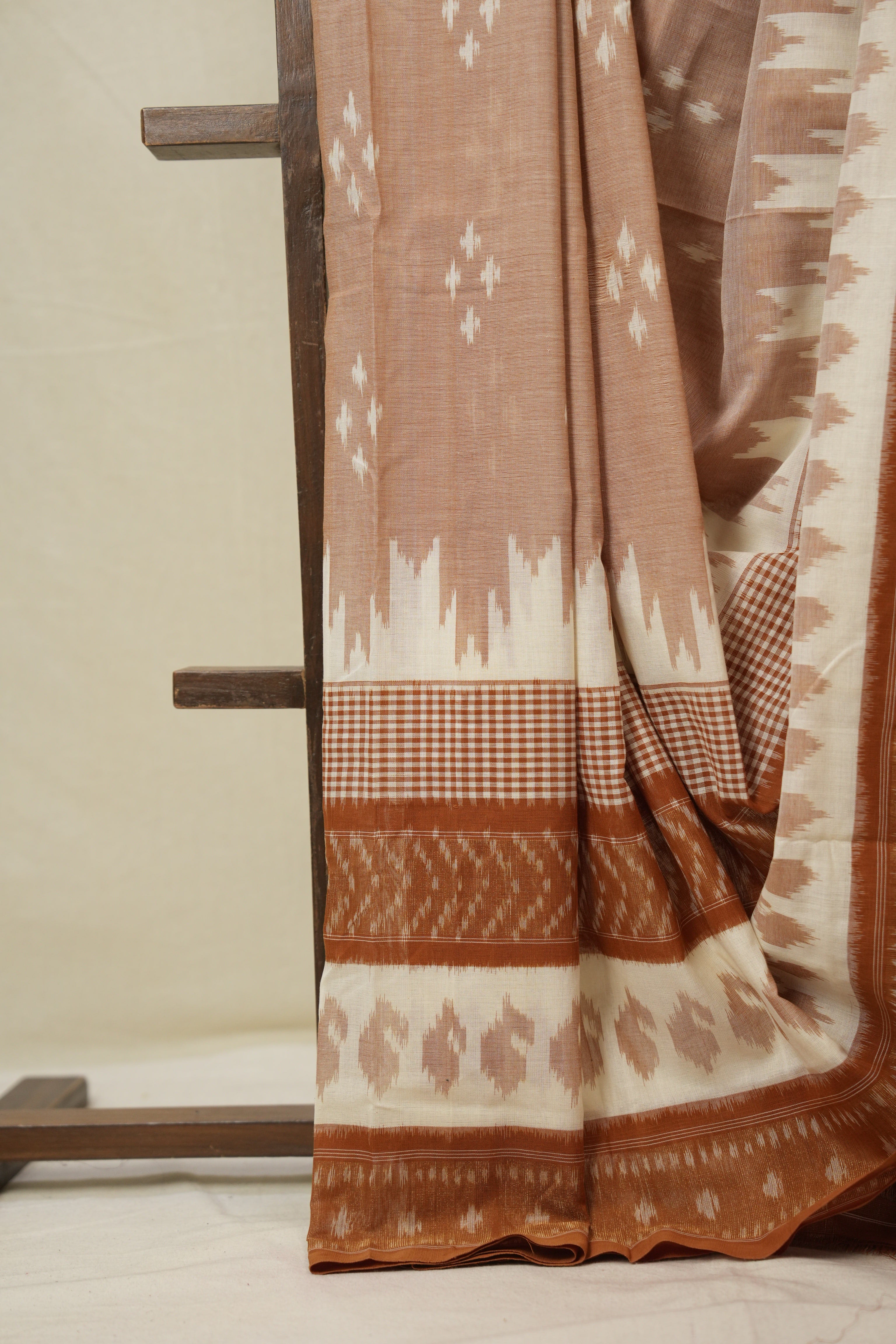 Light Brown Pochampalli Cotton Ikat Saree - SRLBPCIS720