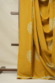 Mustard Yellow HBP Cotton Saree - SRMYCS3036