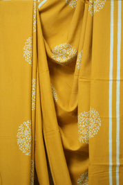 Mustard Yellow HBP Cotton Saree - SRMYCS3036