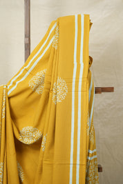 Mustard Yellow HBP Cotton Saree - SRMYCS3036