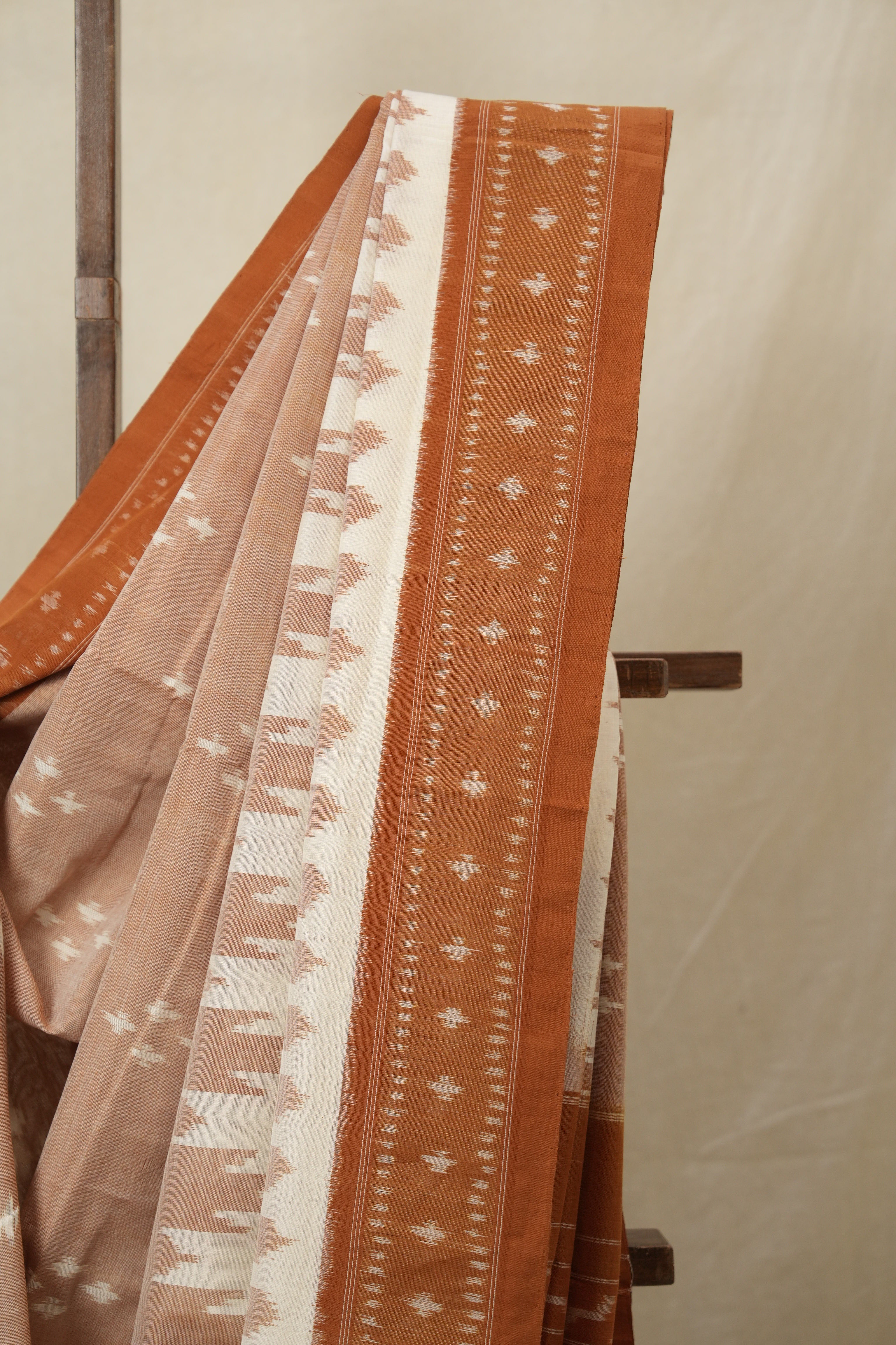 Light Brown Pochampalli Cotton Ikat Saree - SRLBPCIS720