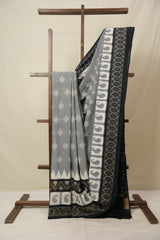 Gray  Pochampalli Cotton Ikat Saree - SRGPCIS721