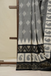 Gray  Pochampalli Cotton Ikat Saree - SRGPCIS721