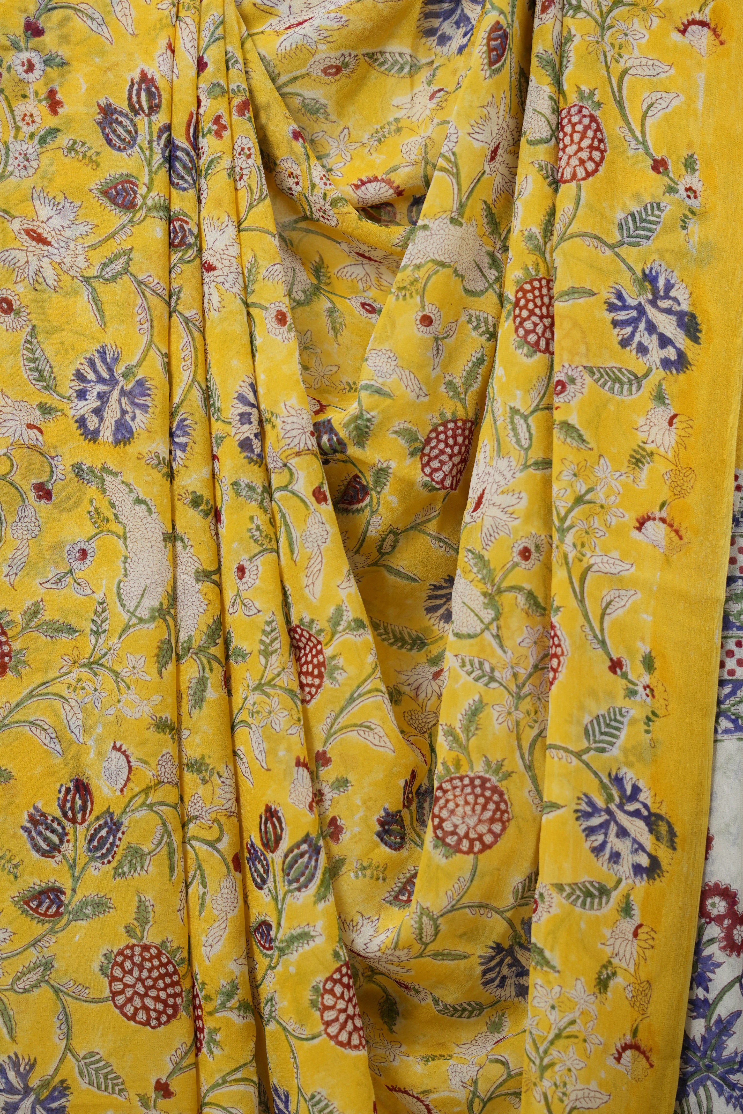 Yellow HBP Georgette Saree - SRYHGS09