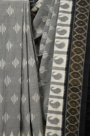 Gray  Pochampalli Cotton Ikat Saree - SRGPCIS721