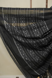 Gray  Pochampalli Cotton Ikat Saree - SRGPCIS721