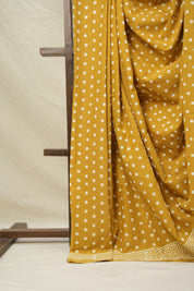 Mustard Yellow HBP Cotton Saree - SRMYCS3048