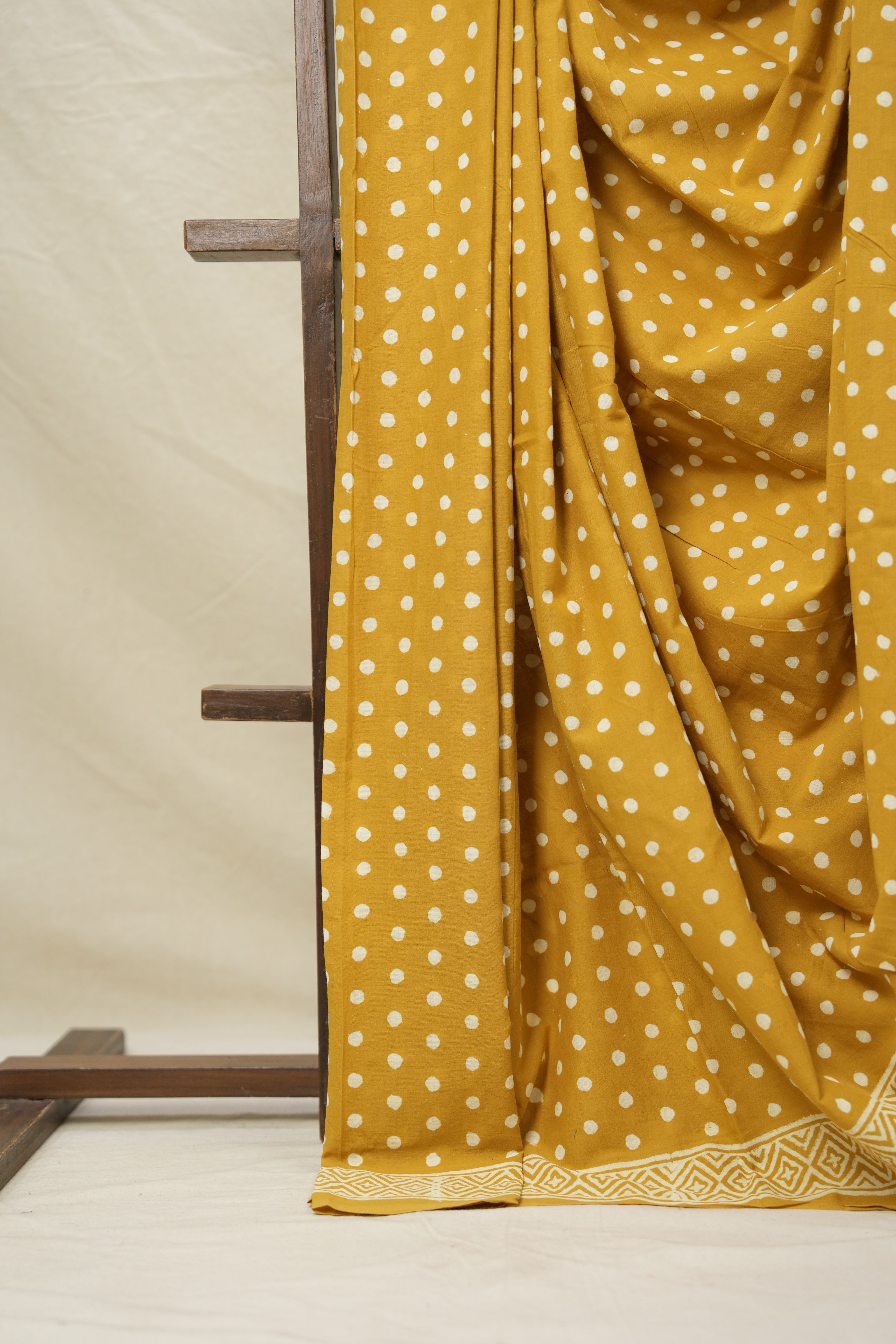 Mustard Yellow HBP Cotton Saree - SRMYCS3048