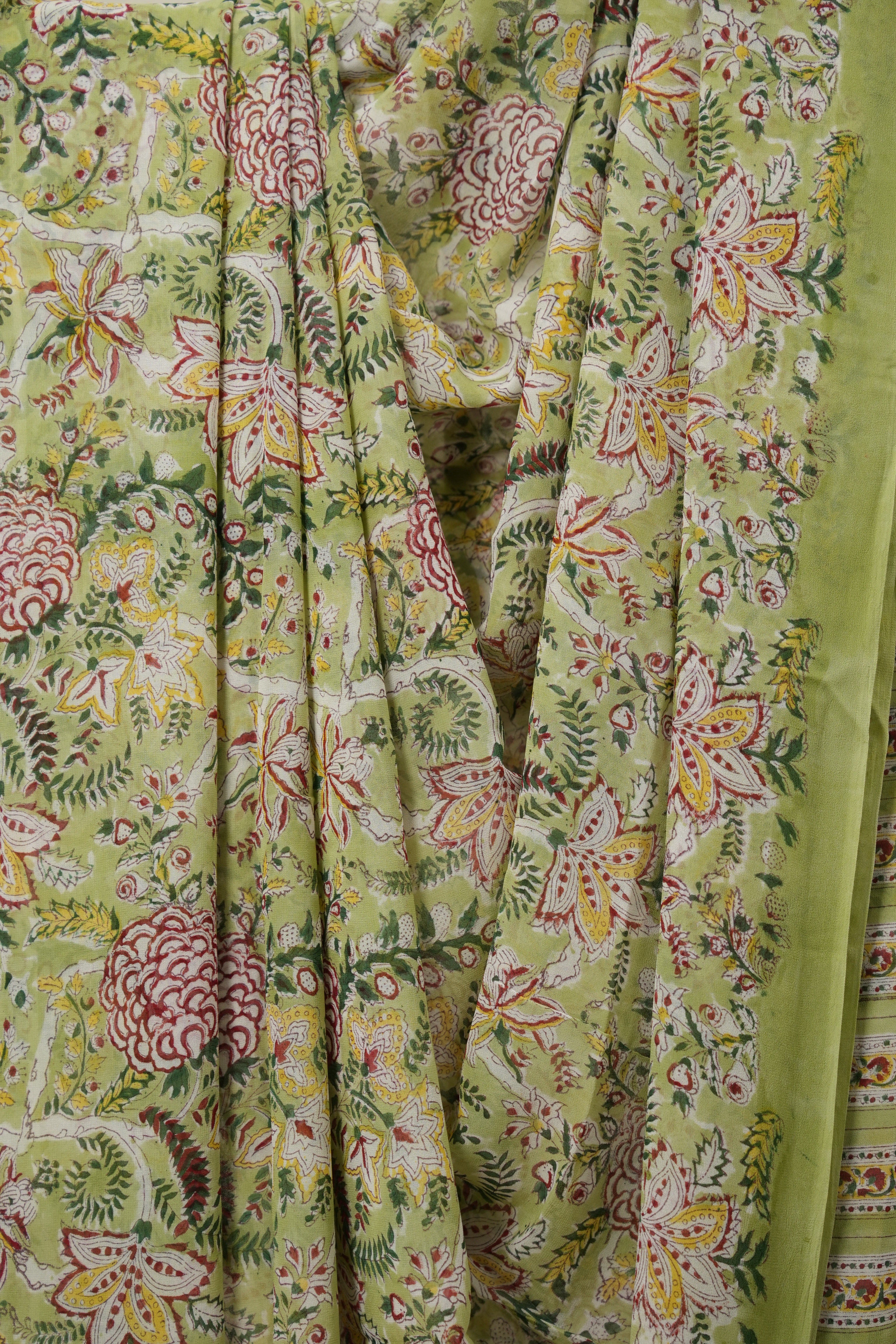 Pista Green HBP Georgette Saree - SRPGHGS05