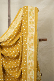 Mustard Yellow HBP Cotton Saree - SRMYCS3048