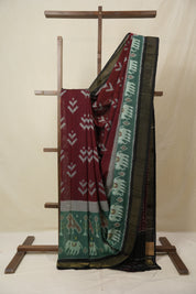 Maroon Pochampalli Cotton Ikat Saree - SRMPCIS719