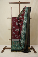 Maroon Pochampalli Cotton Ikat Saree - SRMPCIS719