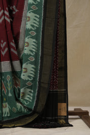 Maroon Pochampalli Cotton Ikat Saree - SRMPCIS719