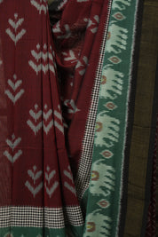 Maroon Pochampalli Cotton Ikat Saree - SRMPCIS719
