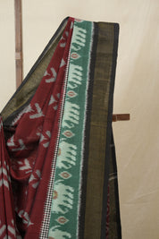Maroon Pochampalli Cotton Ikat Saree - SRMPCIS719